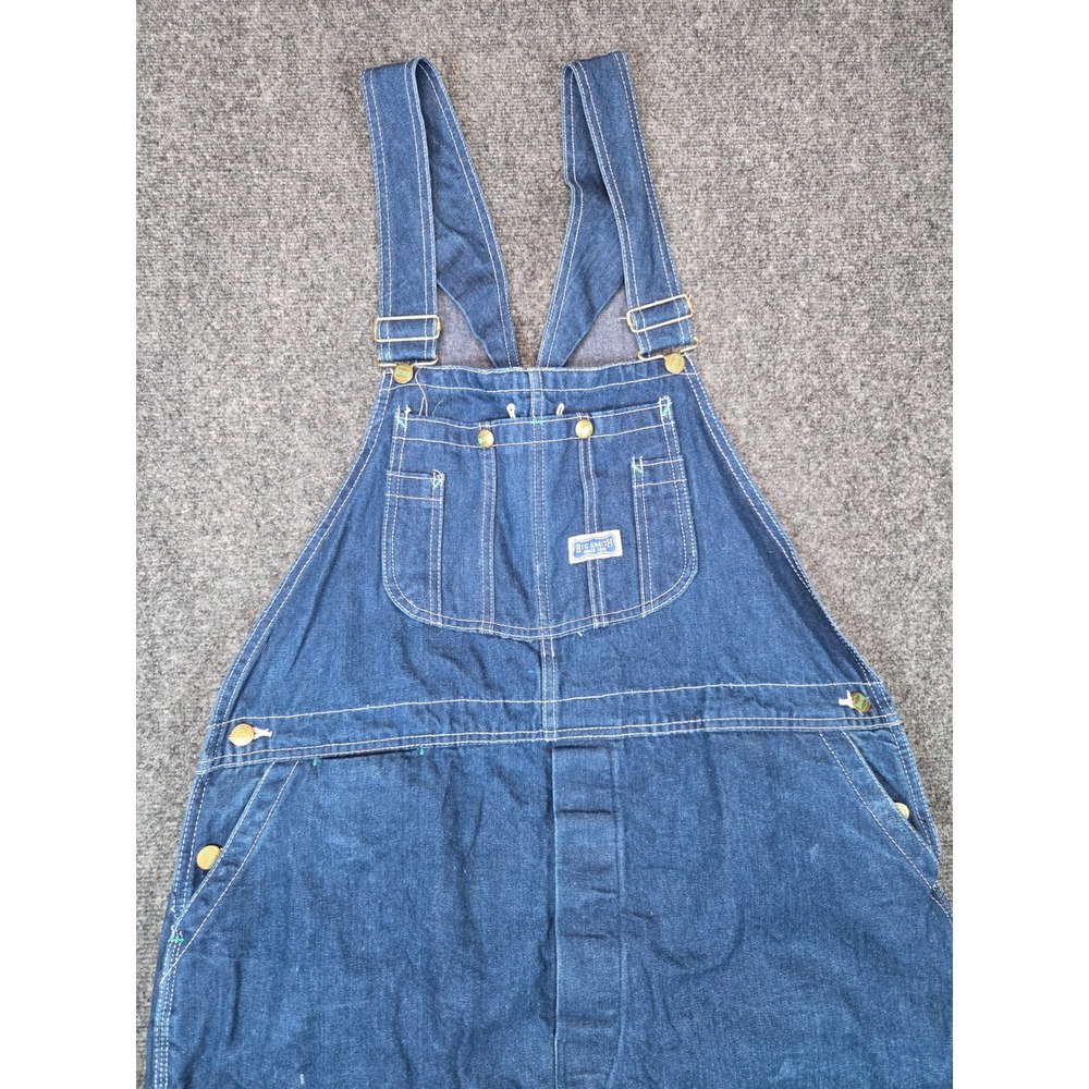 Big Smith Denim Bib Overalls Mens 42x32 Blue Workwear 100% Cotton